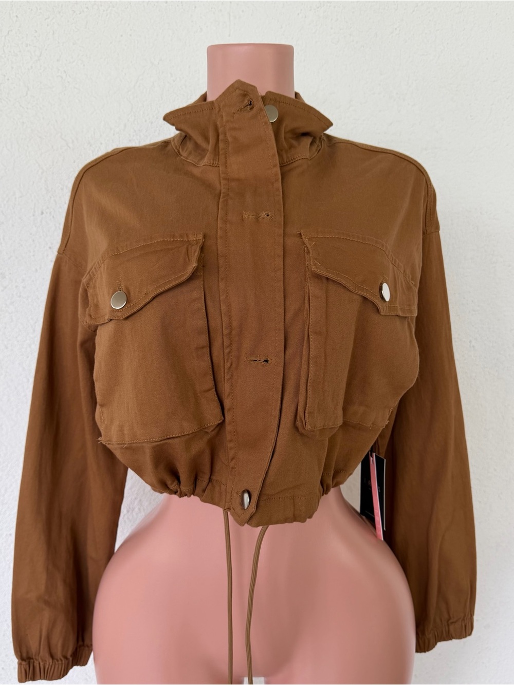 iris Cropped Utility Jacket in Chestnut Brown